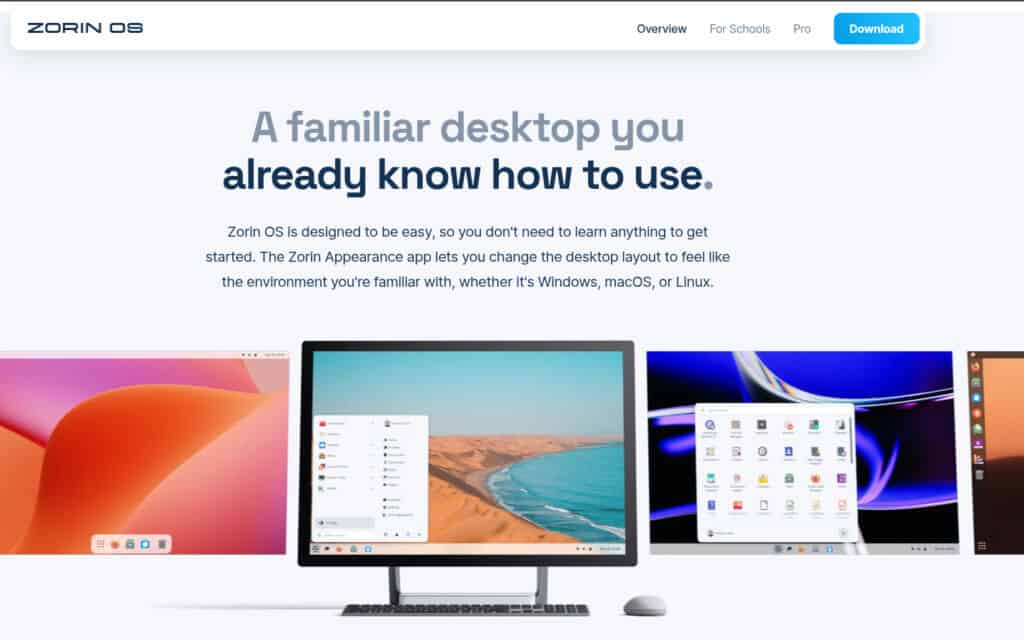 Zorin's pitch is, familiar desktop you already know how to use.