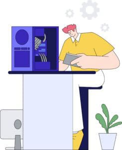 Man repairs his personal computer