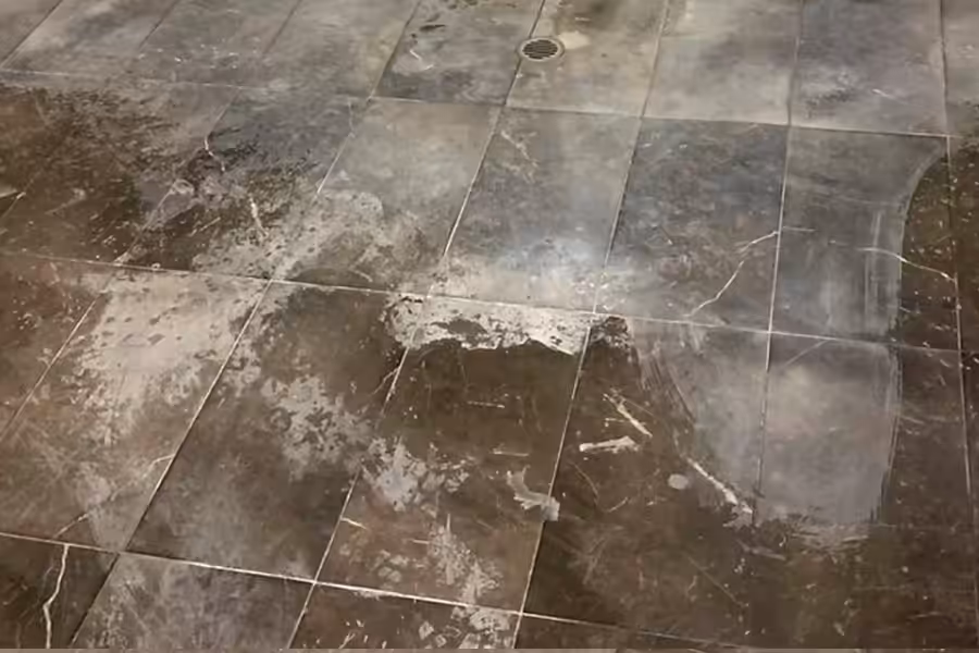 Stone benchtop before restoration